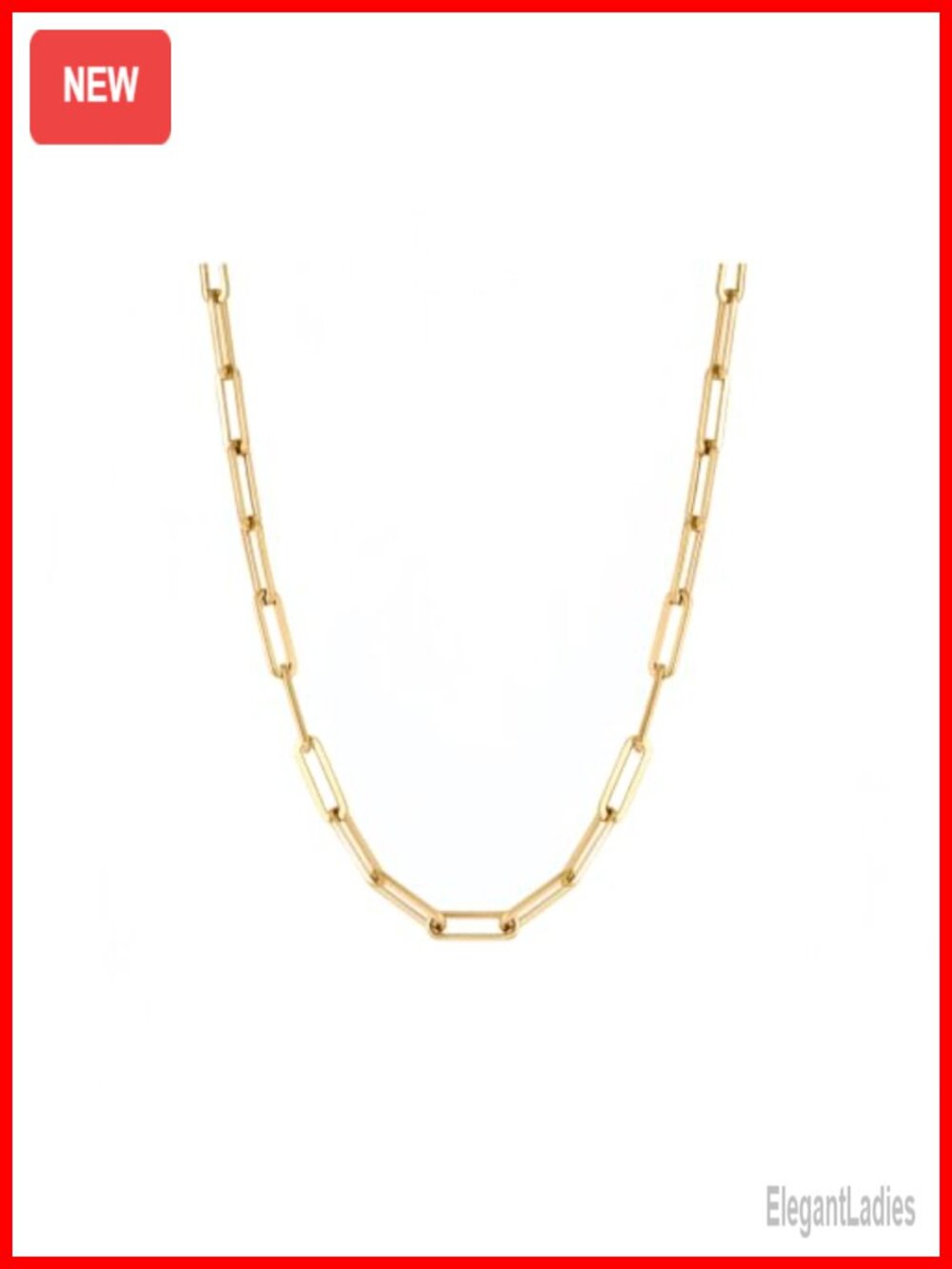 14K Gold Chain Necklace 5mm Paperclip Link Minimalist Layering Everyday Jewelry